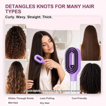 Hair Brush with Water Spray, 2-in-1 Misting Detangler for Curly Hair