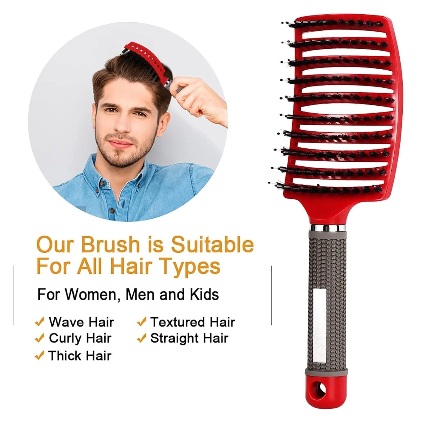 Detangling Brush, Wet Dry Detangler Hair Brushes, Vented Detangling Brush, Fast Drying Styling Massage Hairbrush for Women & Kids’ Long, Thick, Thin, Curly & Tangled Hair (Gold)