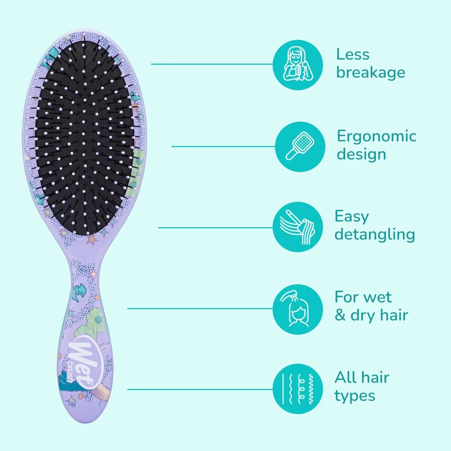 Wet Brush Detangle & Style Duo Kit, Jack Skellington (Nightmare Before Christmas) - IntelliFlex Bristles - Detangling Brush Glides Through Tangles For Wet & Dry Hair, 1 Hair Brush & 1 Coil Scrunchie