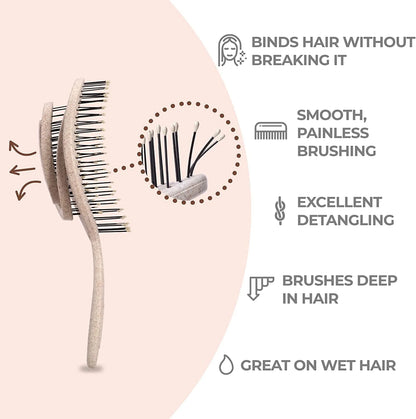 Ninabella Detangler Brush - No Tangle Hair Brush for Women, Fine, Thick and Long Hair - Hairbrush for Wet and Dry Hair, Gentle on the Scalp - Light Blue