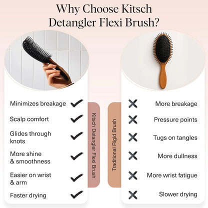 Kitsch Flexi Flow Detangler Brush, Hair Brushes For Women - Terracotta