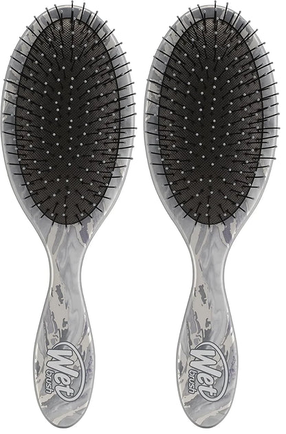 Wet Brush Original Detangler Hair Brush - Silver (Metallic Marble) - All Hair Types - Ultra-Soft IntelliFlex Bristles Glide Through Tangles with Ease - Pain-Free Comb for Men, Women, Boys and Girls