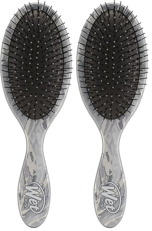 Wet Brush Original Detangler Hair Brush - Silver (Metallic Marble) - All Hair Types - Ultra-Soft IntelliFlex Bristles Glide Through Tangles with Ease - Pain-Free Comb for Men, Women, Boys and Girls