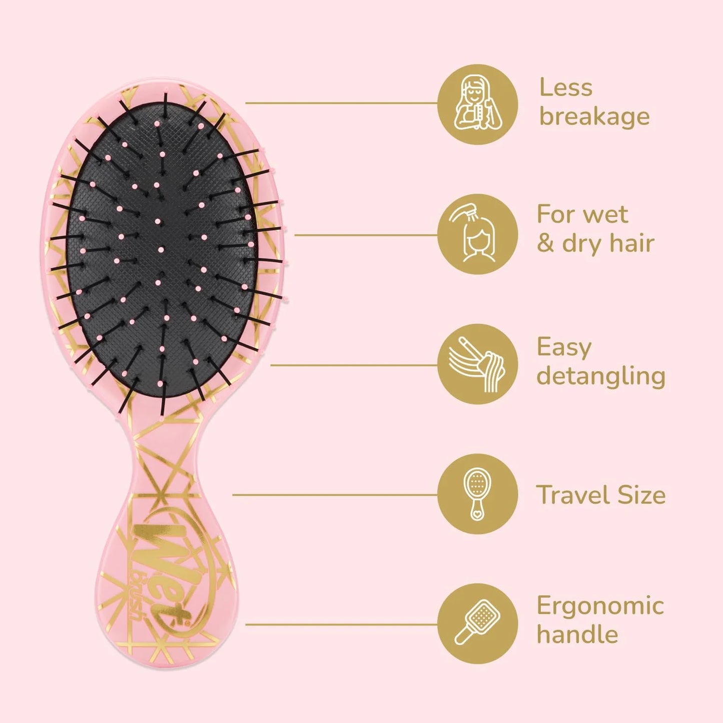 Wet Brush Mini Detangler Hair Brush - Jade Geo, Detangling Travel Hairbrush, Ultra-Soft IntelliFlex Bristles Glide Through Tangles with Ease, Pain-Free, All Hair Types