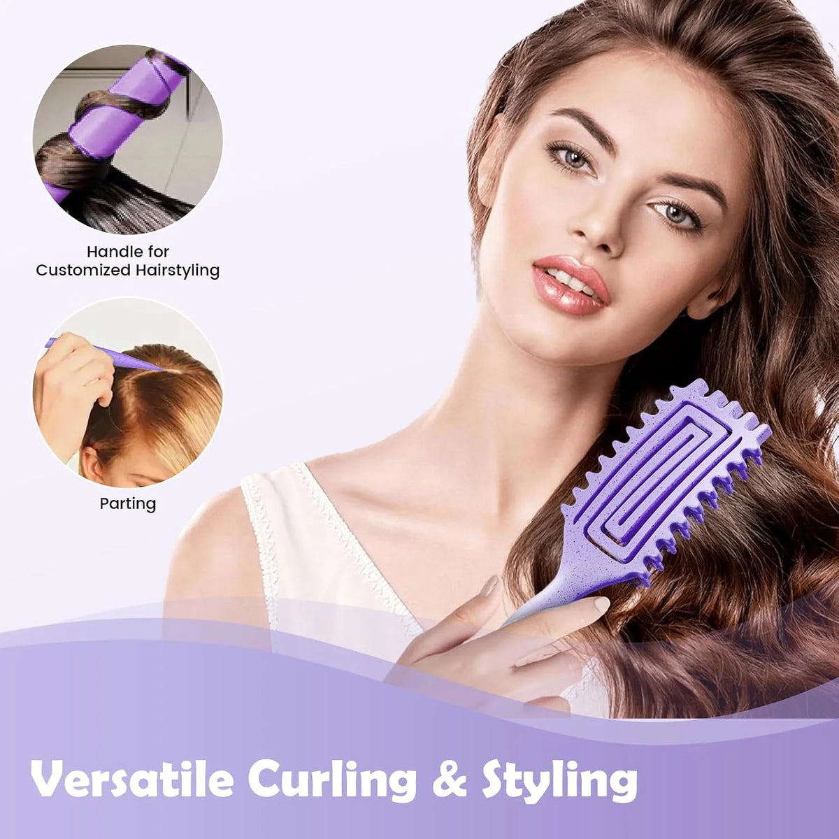 ABOYOY Curl Defining Brush with Side Gear for Curly Hair, Detangling & Styling Brush for Women Men, Lightweight Ergonomic Candy Brush Works on Wet or Dry Hair (Purple)