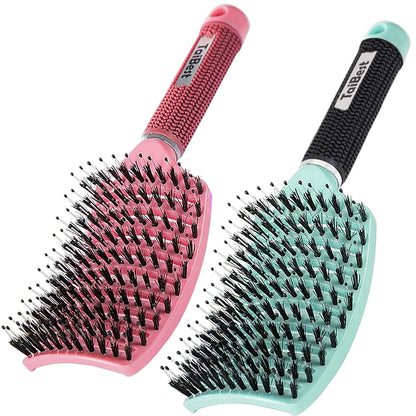Boar Bristle Hair Brush Set – Wet/Dry Detangler for All Hair Types