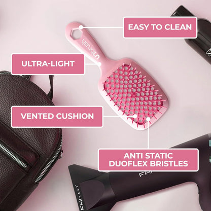 FHI Heat UNbrush Detangling Brush for Pain-Free Brushing on All Wet or Dry Hair Types — Durable DuoFlex Anti-Static Bristles, Lightweight Handle, Vented Hair Brush