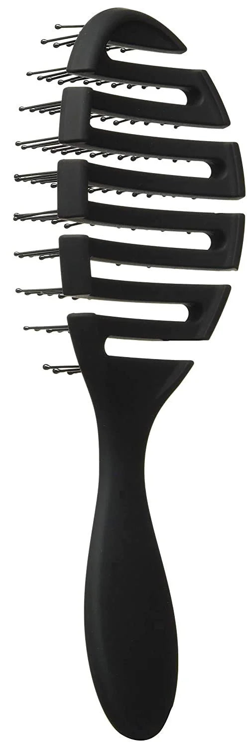 Vented Styling Brush with Ball-Tipped Bristles for Blow Drying Wet, Short, Curly, or Straight Hair for Men and Women (Black)