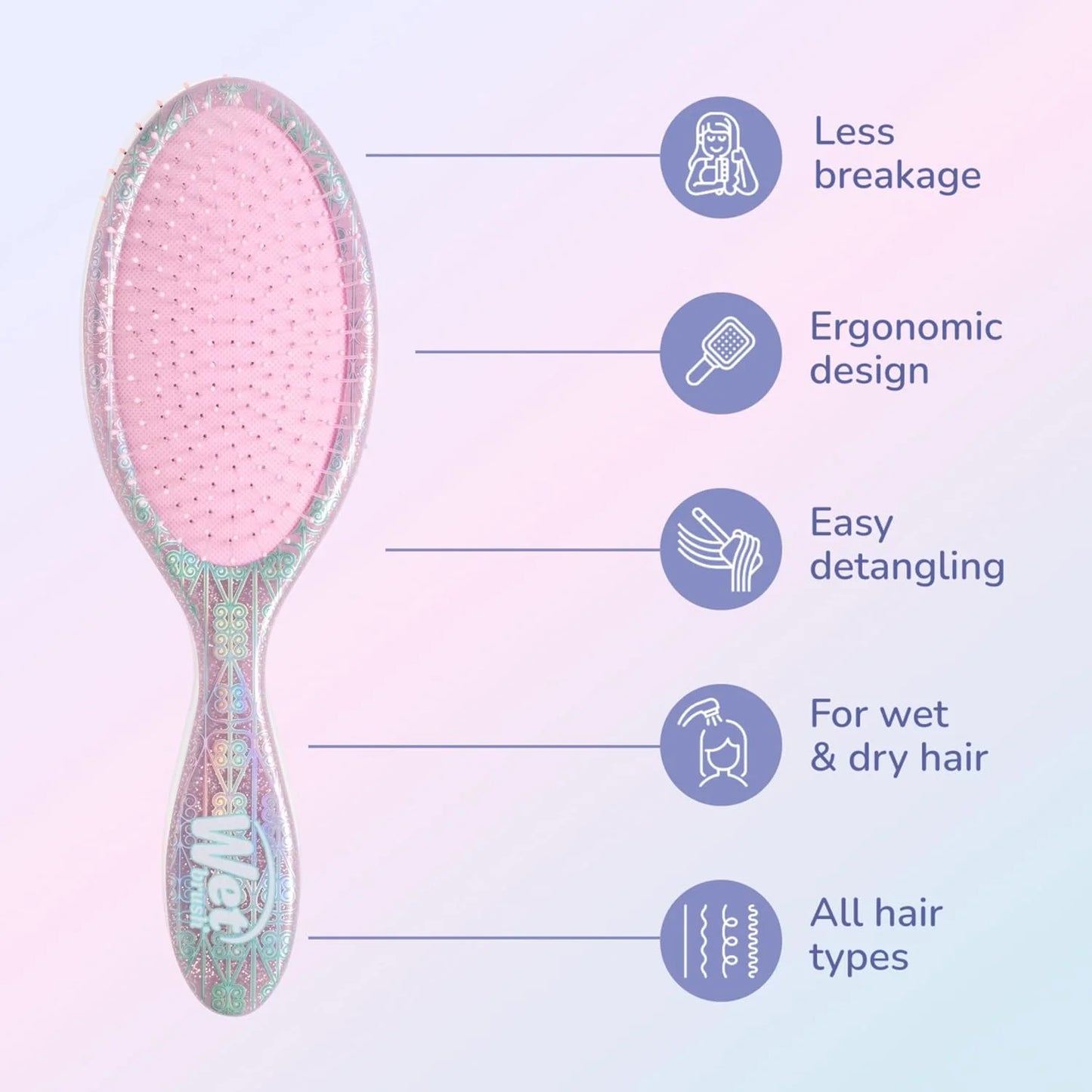 Wet Brush Original Detangler Hair Brush Elphaba (Wicked) Kit - Ultra-Soft IntelliFlex Bristles - Detangling Brush Glides Through Tangles For All Hair Types (Wet Dry & Damaged) - 1 Brush & 1 Bow
