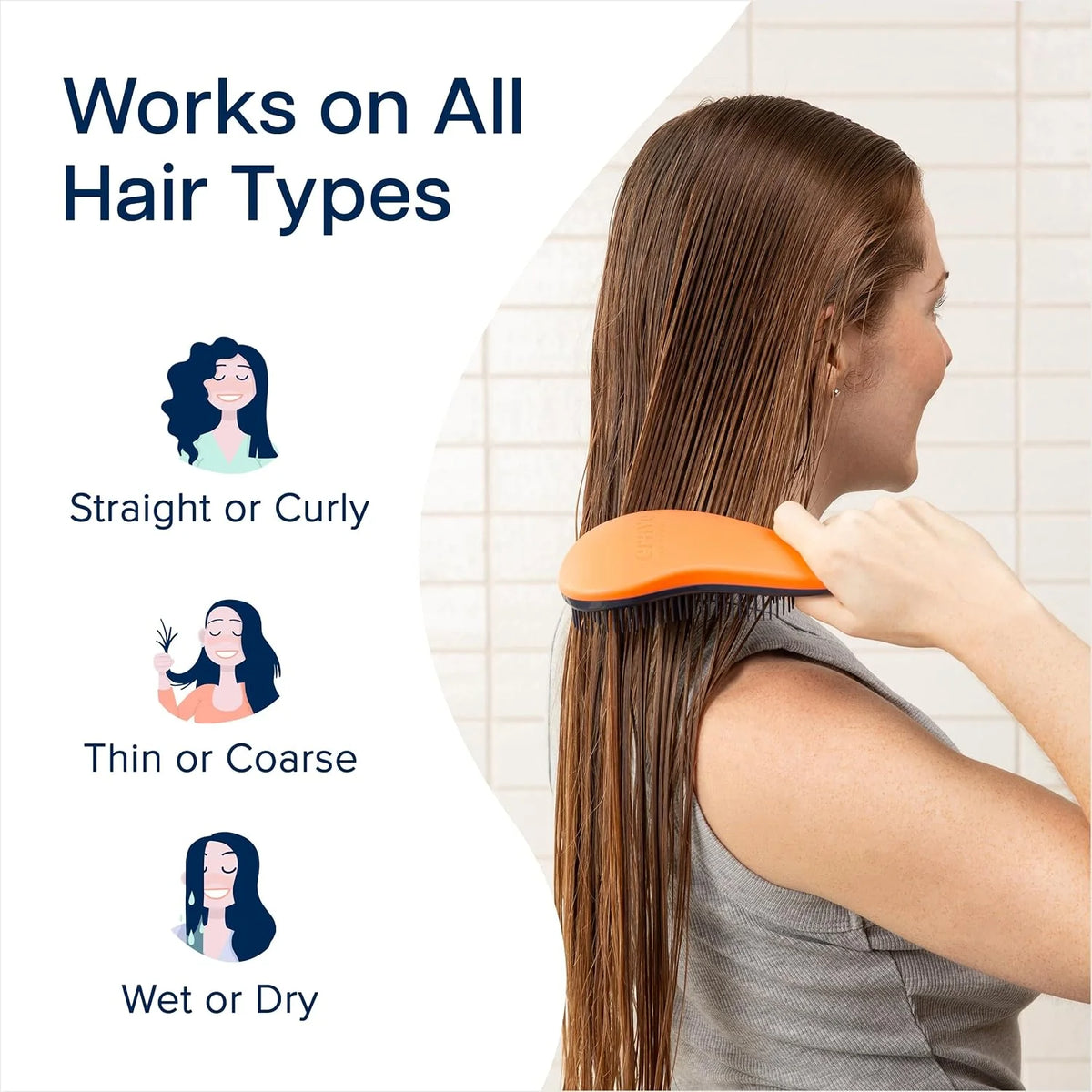Crave Naturals Biggie Glide Thru Hair Brush - Detangler Brush for Curly, Straight, Wet or Dry Hair - Gentle Detangling Brushes for Adults, Kids, Toddlers - Hair Accessories for Women, 8.4x3.4" - Black
