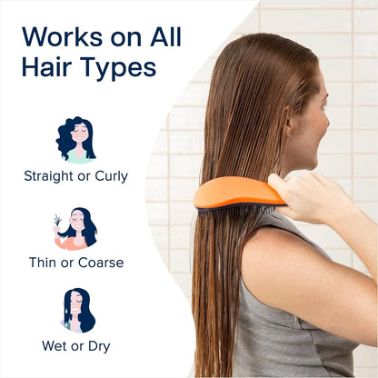 Crave Naturals Biggie Glide Thru Hair Brush - Detangler Brush for Curly, Straight, Wet or Dry Hair - Gentle Detangling Brushes for Adults, Kids, Toddlers - Hair Accessories for Women, 8.4x3.4" - Black