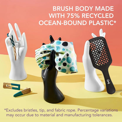 Planet Goody Ocean Rescue Vented Paddle Brush - Teal, Ouchless Detangler with Flexible Bristles, Helps Accelerate Drying, Use as a Detangling or Styling Brush, All Hair Types