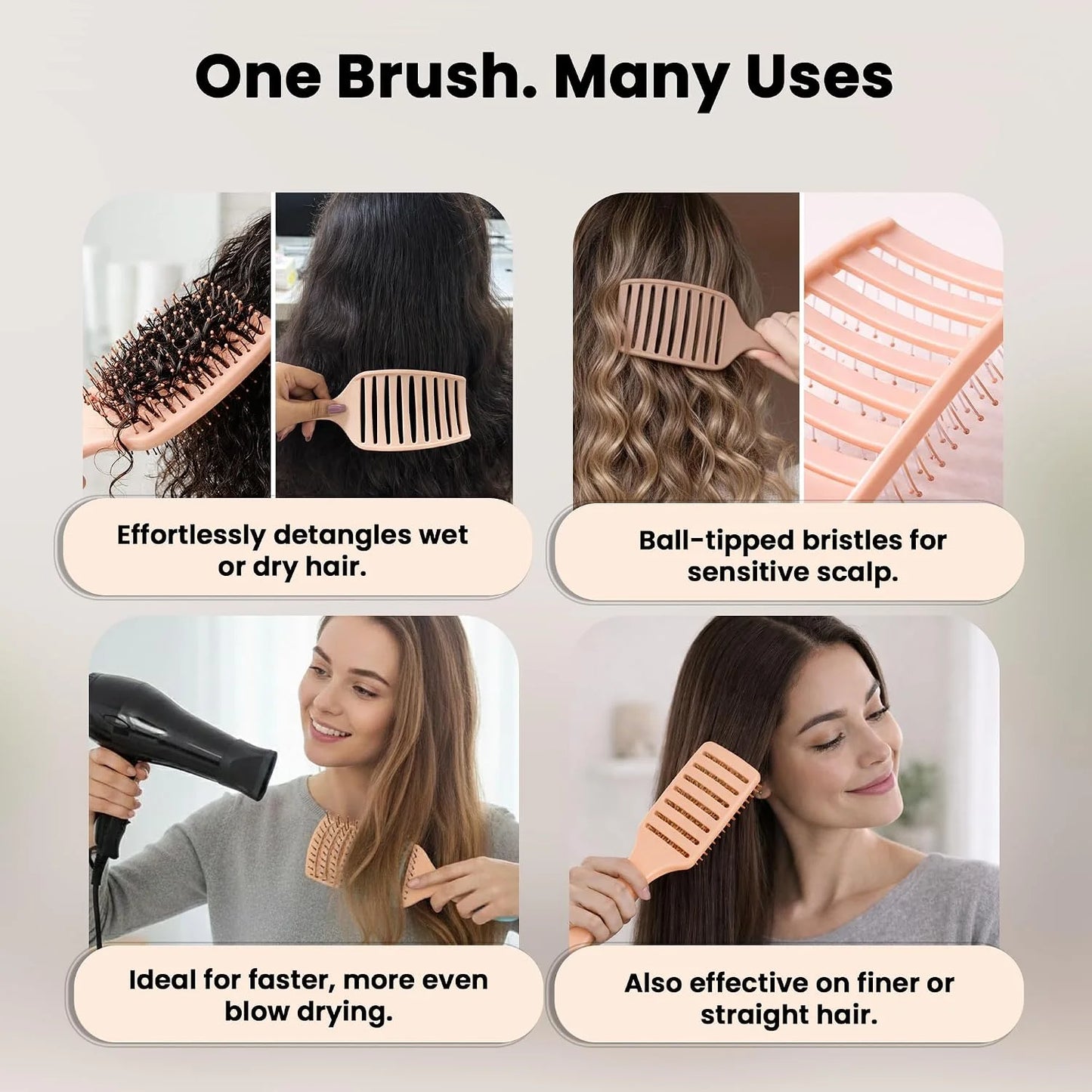 Herstyler Vent Brush for Hair - Detangler for Faster Blow Drying - Black