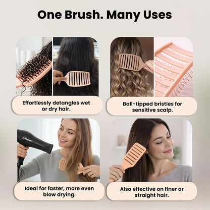 Herstyler Vent Brush for Hair - Detangler for Faster Blow Drying - Black