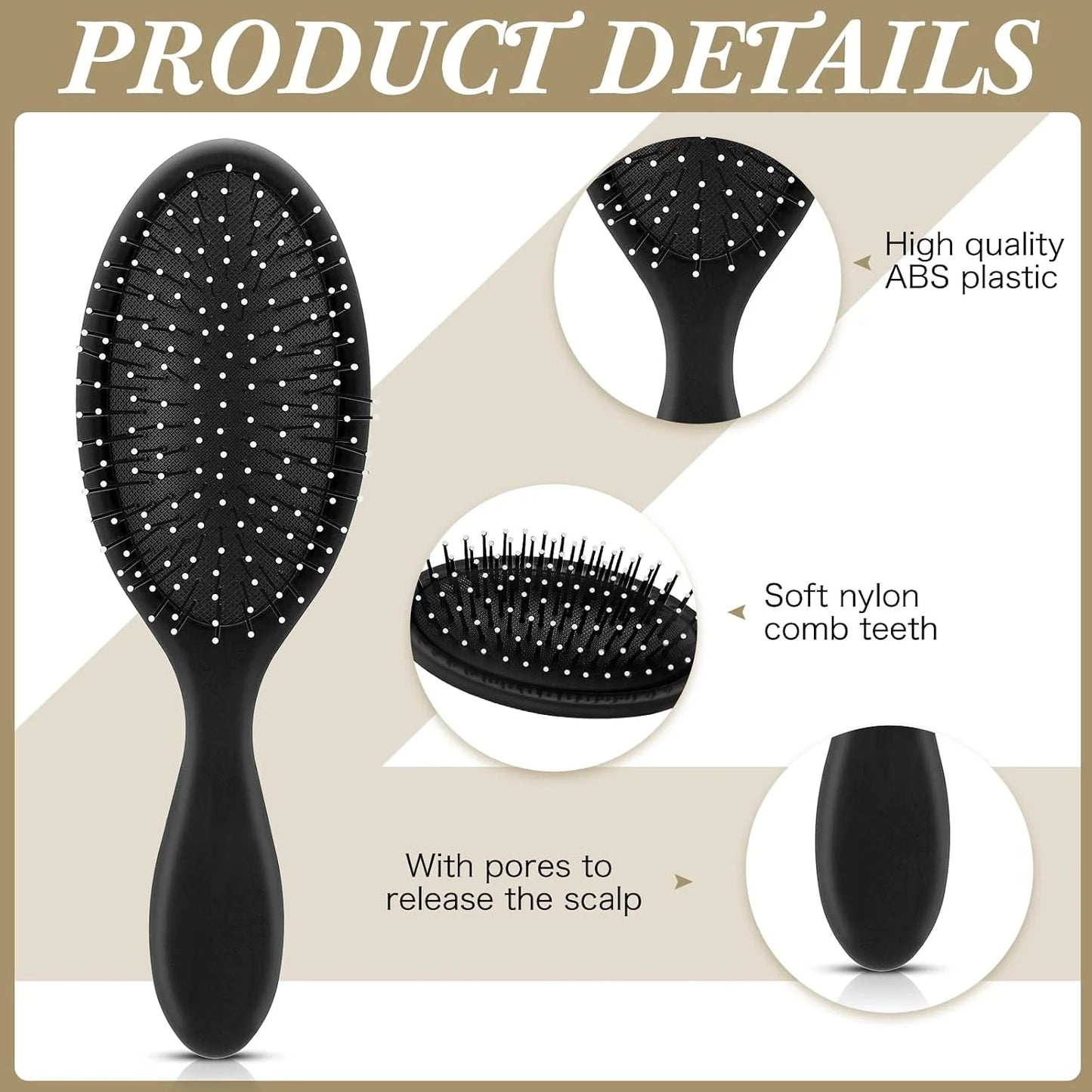 Nuenen 6 Pcs Wet Detangling Hair Brush, Dry Soft Bristle, Black