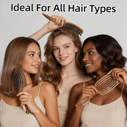 Hair Brush Detangler - Curved Vented Detangling Hair Brush for Women Men, Paddle Brush for Curly Straight Hair, Wet and Dry Styling, Faster Blow Drying