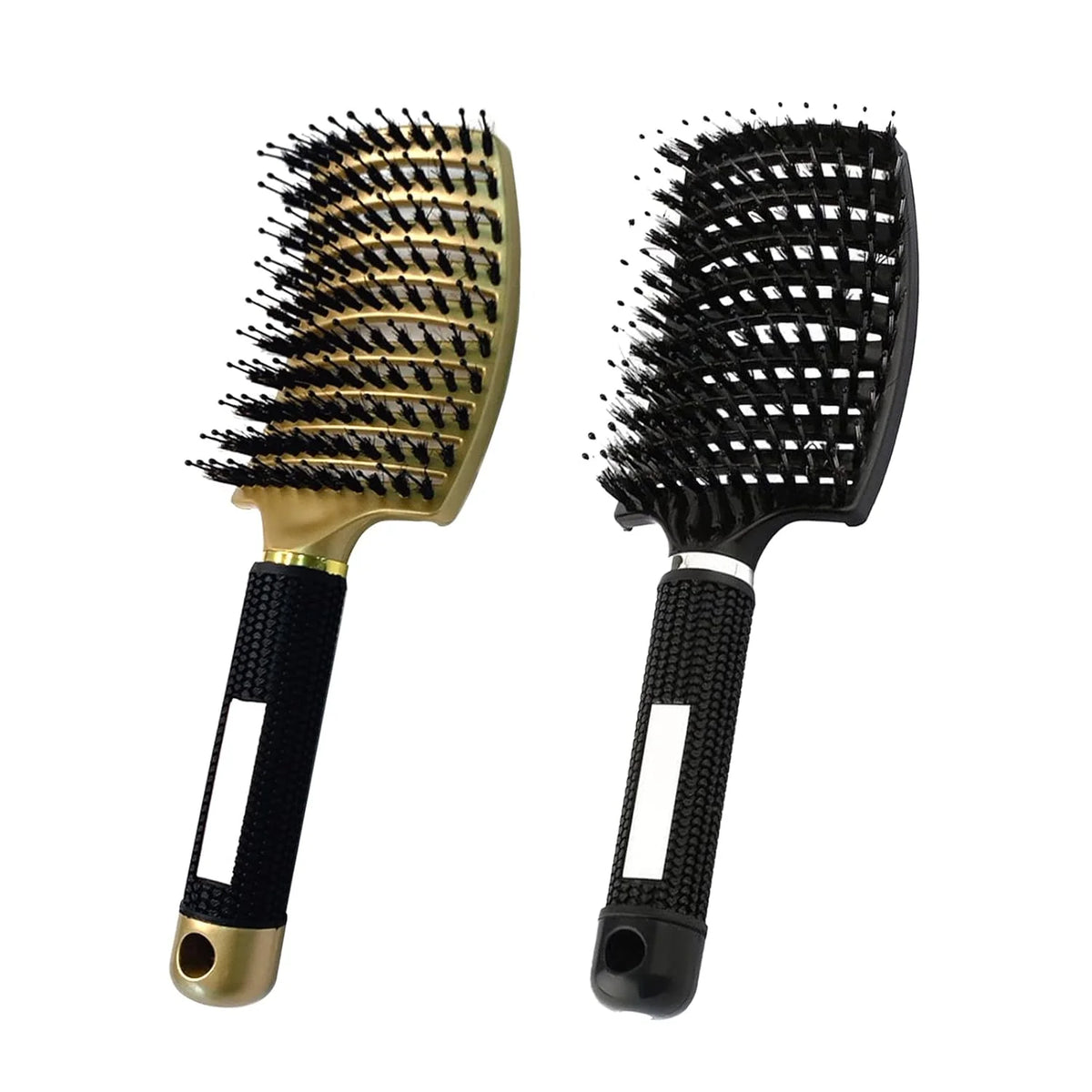 2 PACK Boar Bristle Hair Brush No Pull Curved Vented Hair Brushes Detangler Brush Fast Blow Drying Hair Brush for Kids Men Women Wet Dry Long Thin Thick Curly Tangled Hair (pink+green)