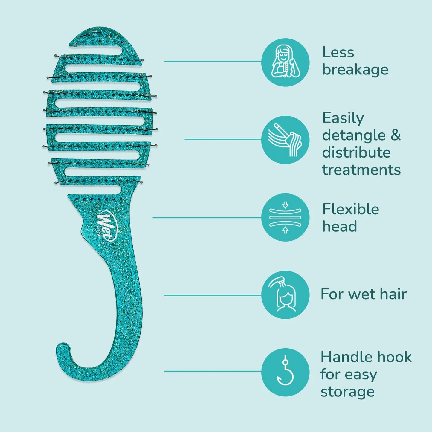 Wet Brush Shower Hair Brush Detangler - Exclusive Ultra-soft IntelliFlex Bristles - Minimizes Pain And Protects Against Split Ends and Breakage - Comb For Women, Men, Wet & Dry Hair - Purple Glitter