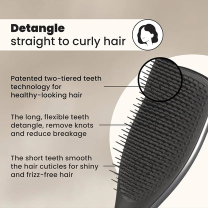 Tangle Teezer Chrome Detangler Mini Hair Brush, Straight to Curly, Pink