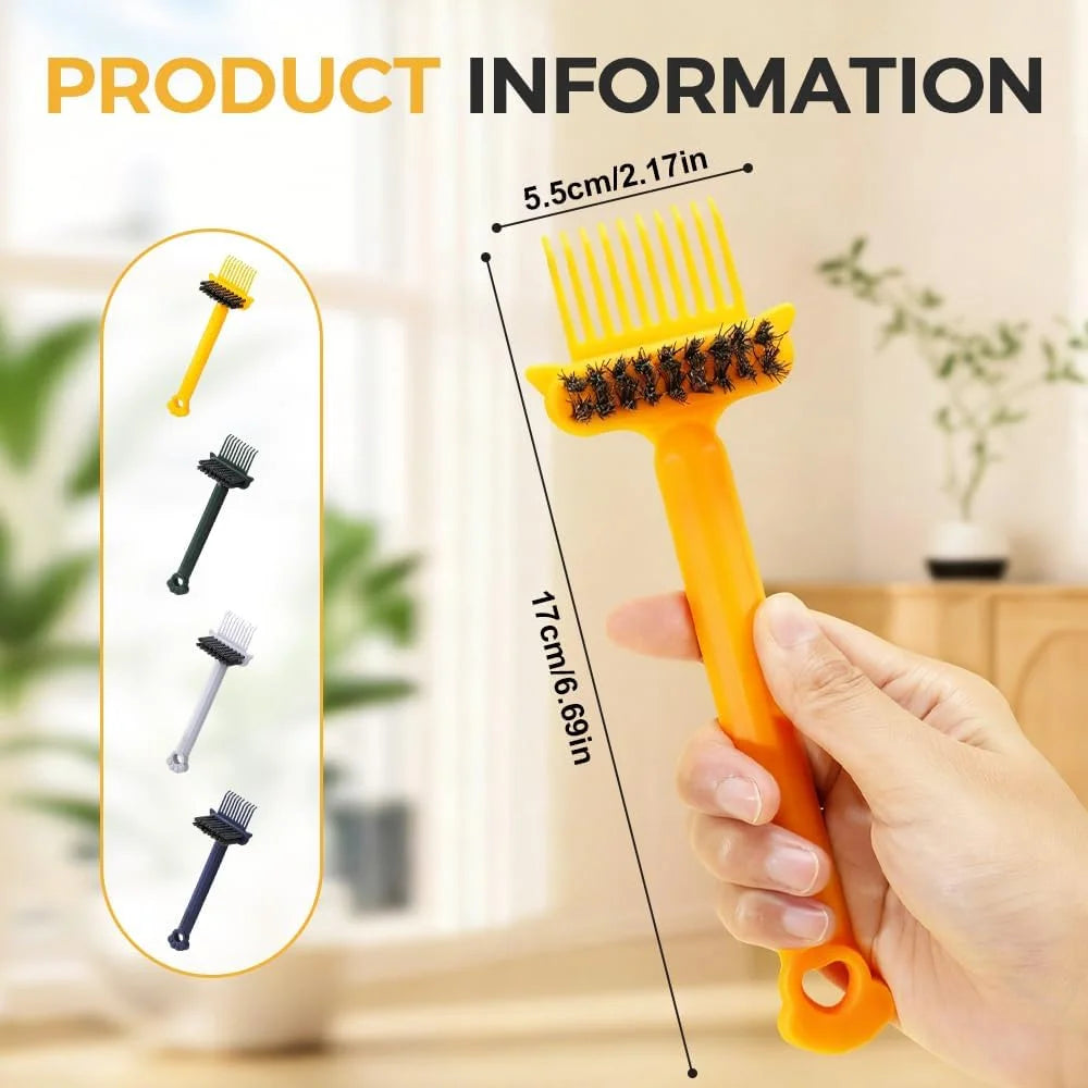 2-in-1 Hair Brush Cleaner Tool, Effortlessly Removes Hair & Dust from Combs, Mini Cleaning Rake with Pick & Bristles for Home and Salon Use (Green)