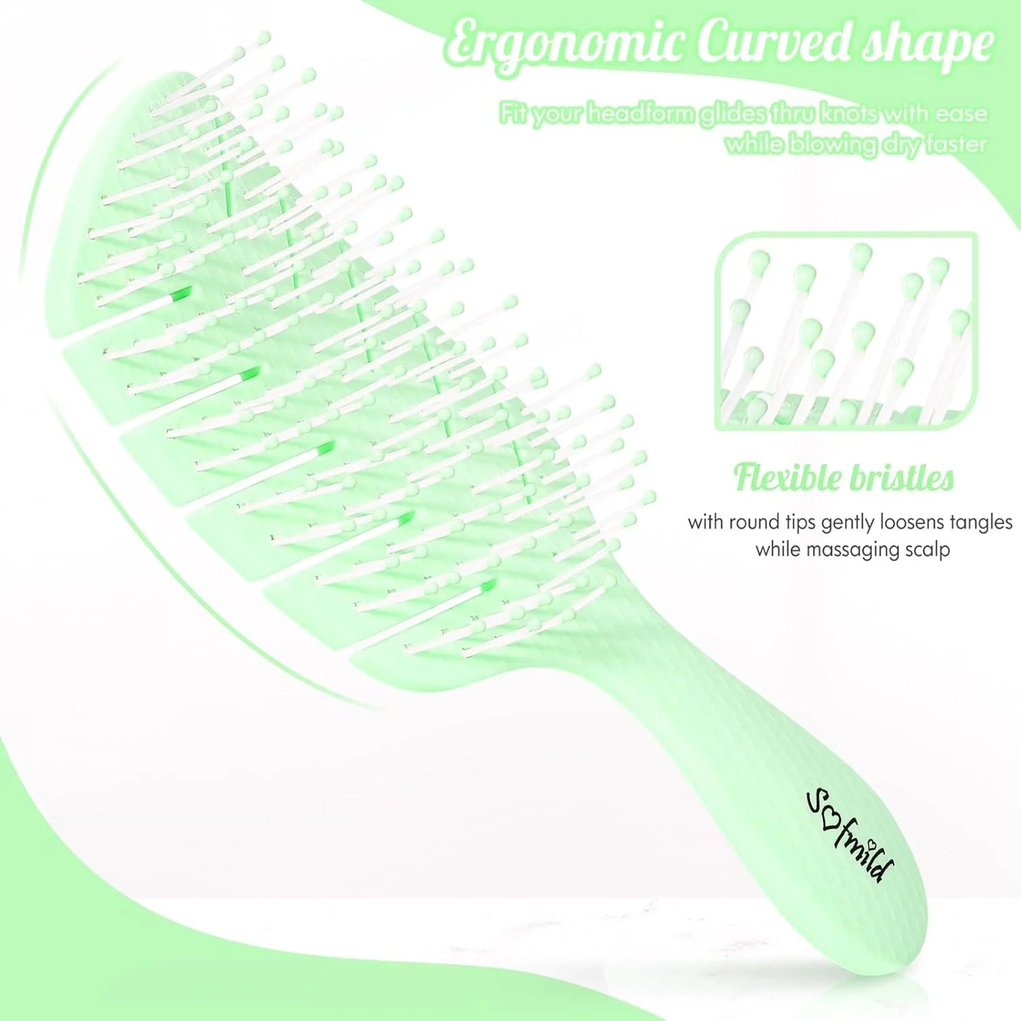 Hair Brush, Vented Paddle Detangle Brush, Purple