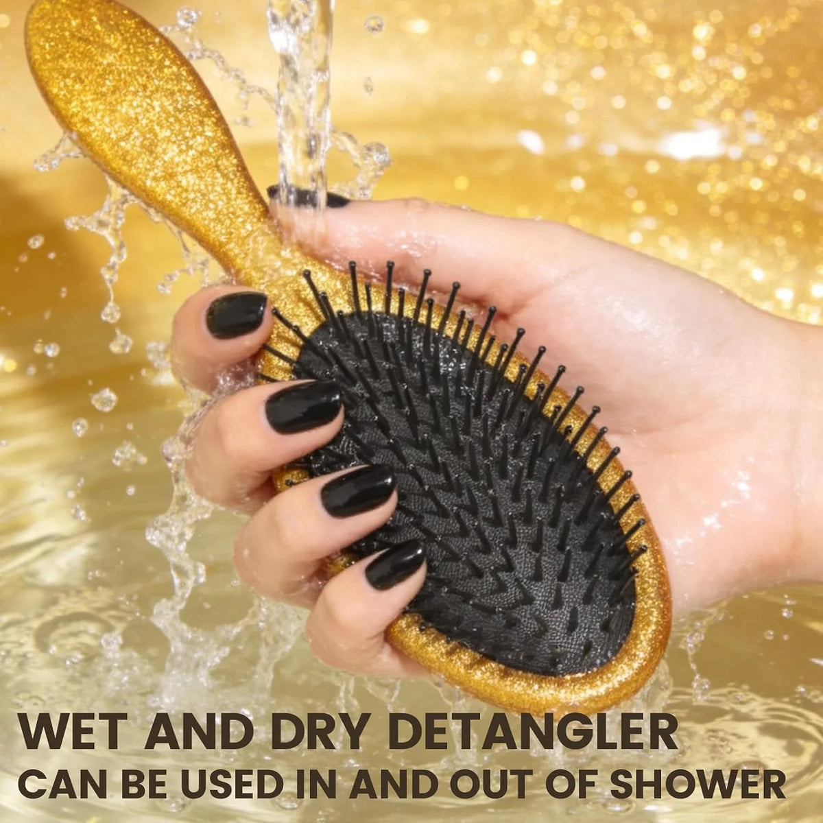 Glitter Detangling Brush, Wet & Dry Tangle-Free Hair Brush for Women & Girls, No Tangle, Soft and Flexible Bristles for Straight, Curly and Thick Hair (Red)