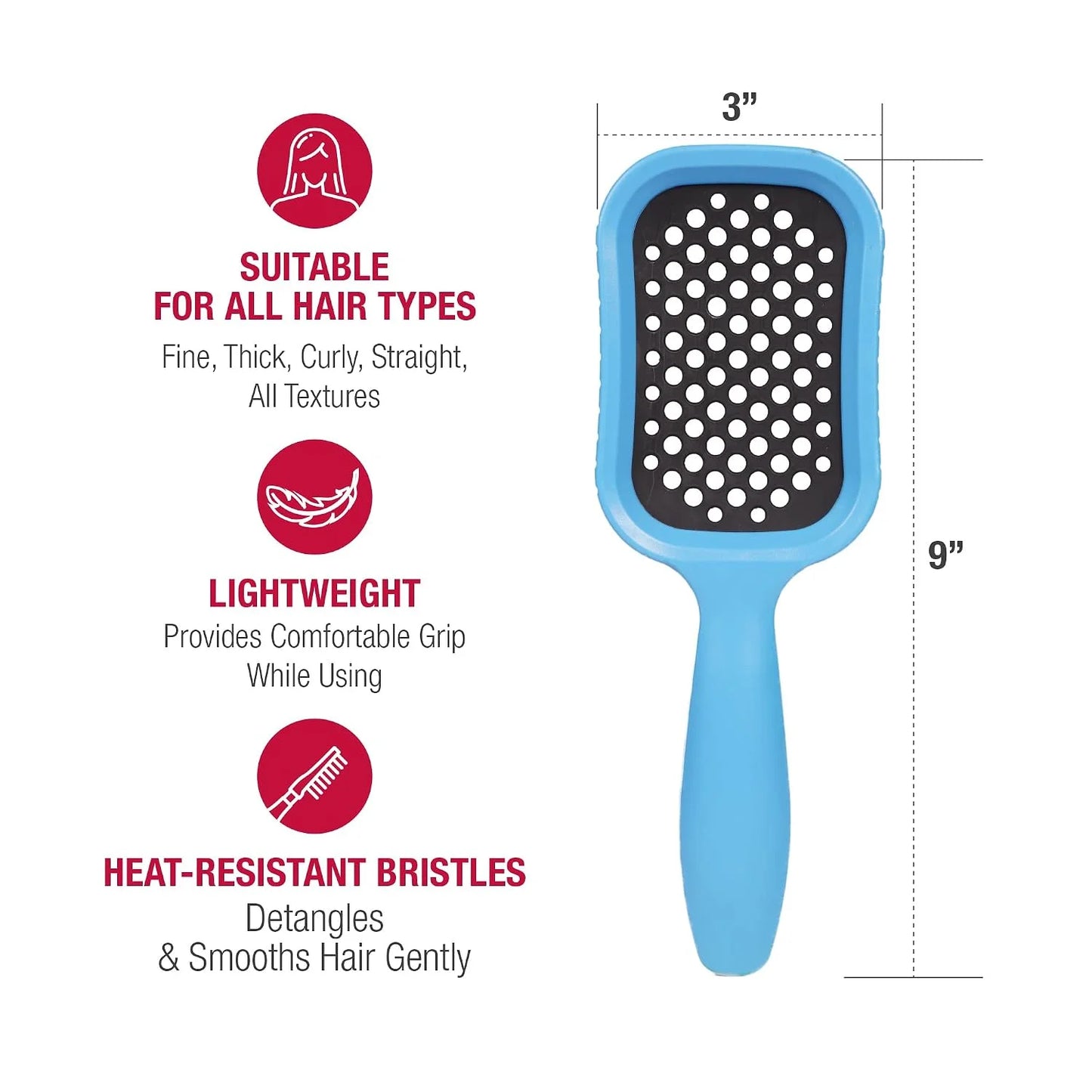 RED by Kiss Dry Vent Heat-Resistant Hair Brush, Detangling Fast Blow Drying for Wet Dry Curly Thick Straight Hair, Vented Detangler for Women Men Children Kids (Yellow)