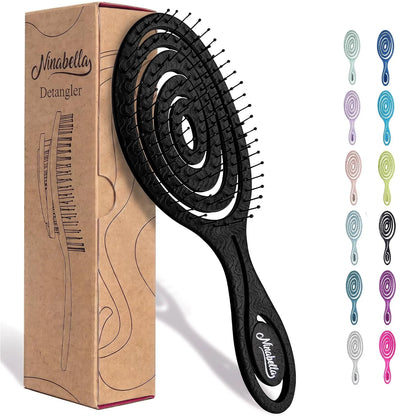 Ninabella Detangler Brush - No Tangle Hair Brush for Women, Fine, Thick and Long Hair - Hairbrush for Wet and Dry Hair, Gentle on the Scalp - Light Blue