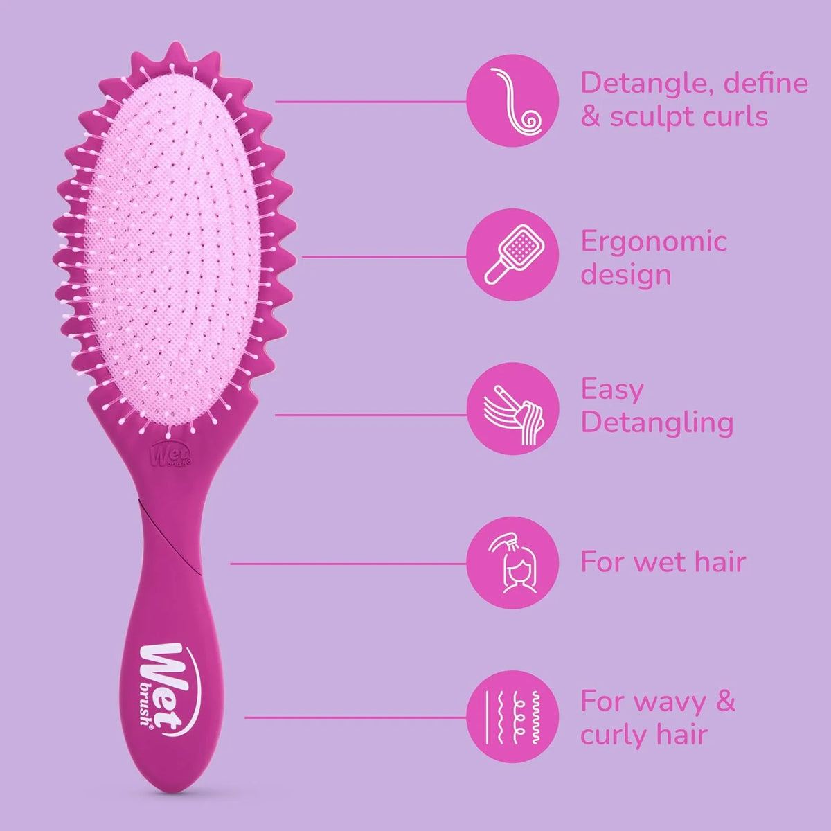Wet Brush Curl Shaper Detangler Brush, Pink, Made for Women, Men & Kids