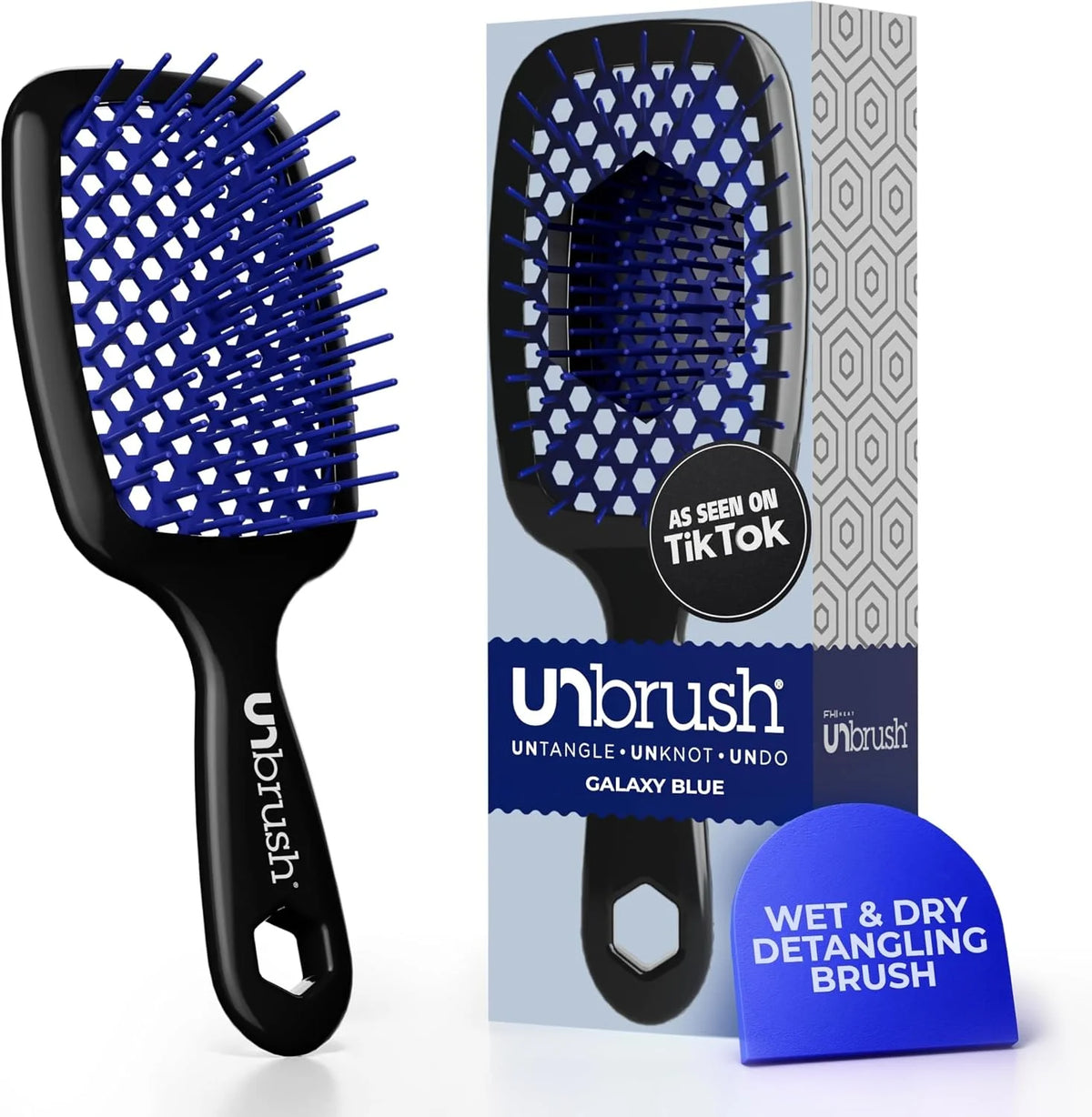 FHI Heat UNbrush Detangling Brush for Pain-Free Brushing on All Wet or Dry Hair Types — Durable DuoFlex Anti-Static Bristles, Lightweight Handle, Vented Hair Brush