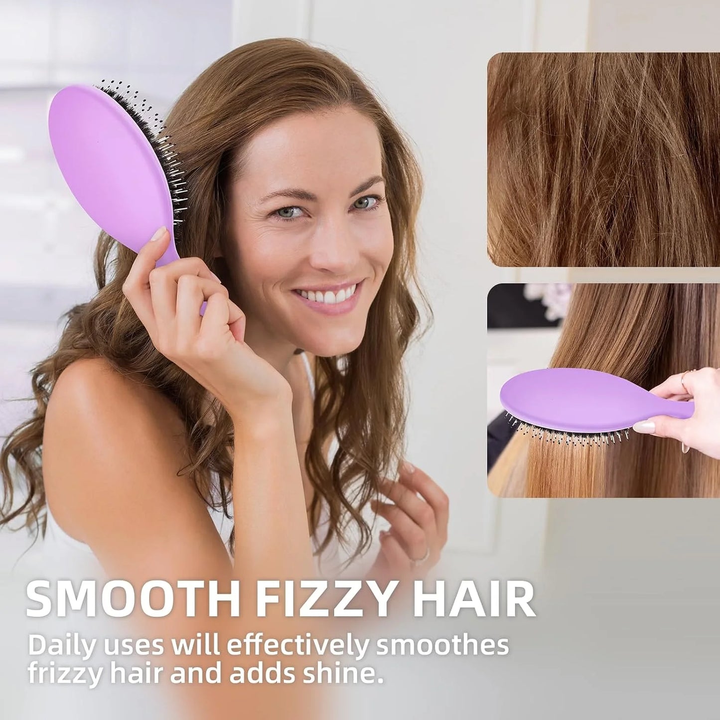 Boar Bristles Hair Brush for Women and Men, Detangling Hair Brush for Smoothing Massage Add Shine, Nylon&Boar Bristles Detangler brush for Hair Healthy (1 Pack-MintGreen)