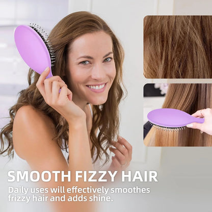 Boar Bristles Hair Brush for Women and Men, Detangling Hair Brush for Smoothing Massage Add Shine, Nylon&Boar Bristles Detangler brush for Hair Healthy (1 Pack-MintGreen)