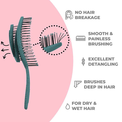 Ninabella Detangler Brush - No Tangle Hair Brush for Women, Fine, Thick and Long Hair - Hairbrush for Wet and Dry Hair, Gentle on the Scalp - Light Blue