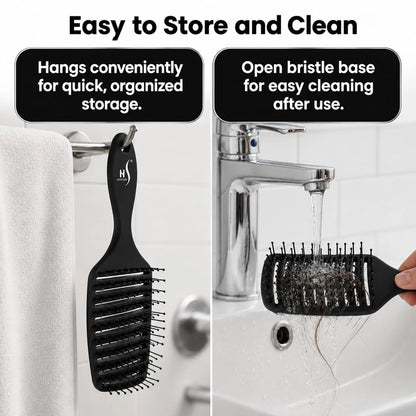 Herstyler Vent Brush for Hair - Detangler for Faster Blow Drying - Black