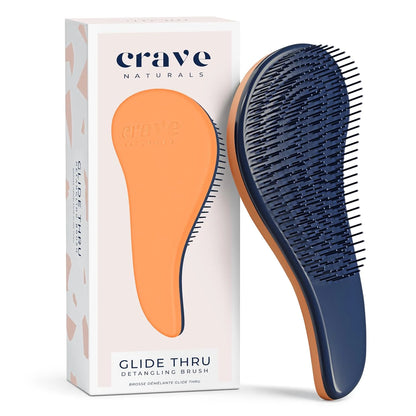 Crave Naturals Biggie Glide Thru Hair Brush - Detangler Brush for Curly, Straight, Wet or Dry Hair - Gentle Detangling Brushes for Adults, Kids, Toddlers - Hair Accessories for Women, 8.4x3.4" - Black