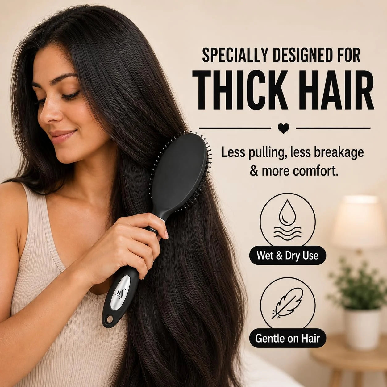 HerStyler Purple Hair Brush Detangler -Pain Free, No Breakage