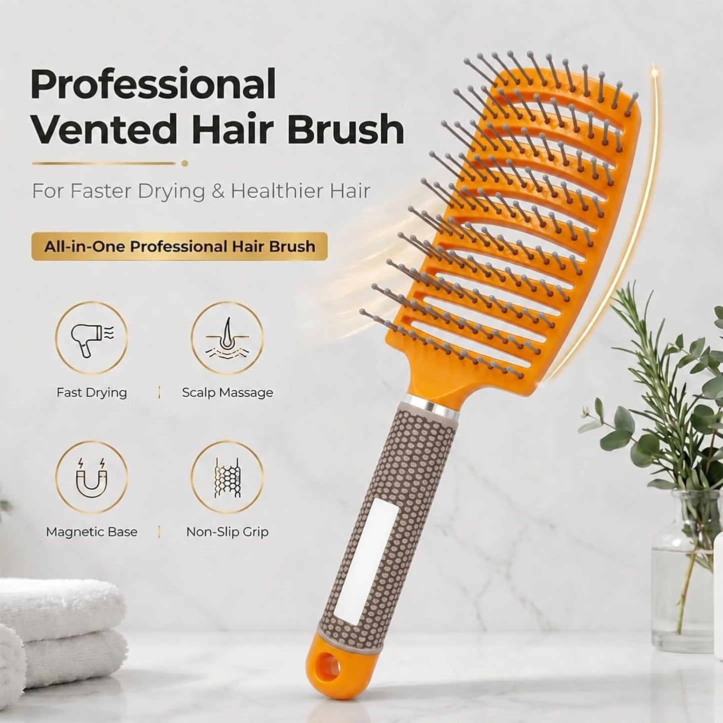 Curved Vented Hair Brush,Detangler Brush Faster Blow Drying for Women, Men