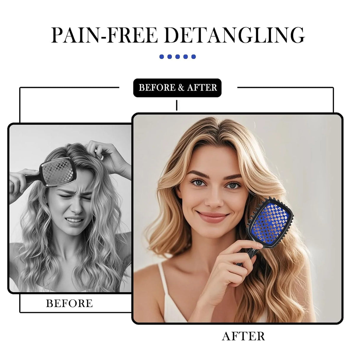 2-Pack Vented Detangling Hair Brush for Wet and Dry Hair, Pink and Purple