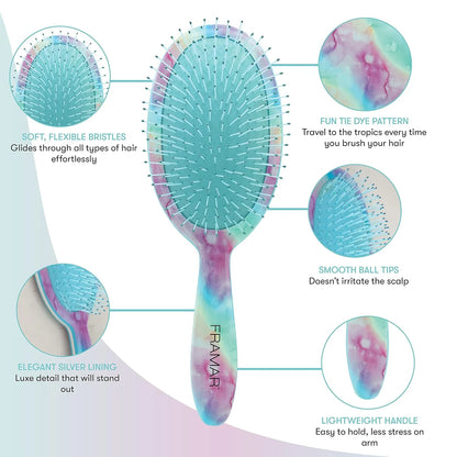 FRAMAR Checkered Hair Brush Detangler, Wet Hair Brushes For Women – Pink