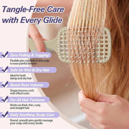 Boar Bristle Hair Brush Set – Wet/Dry Detangler for All Hair Types