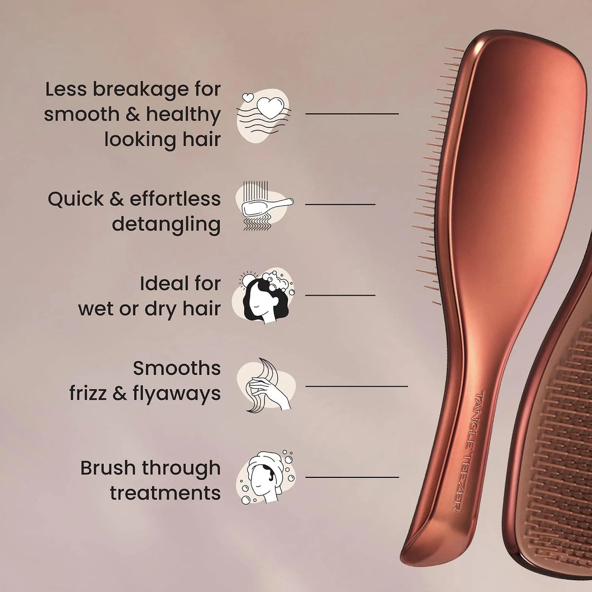 Tangle Teezer Chrome Detangler Mini Hair Brush, Straight to Curly, Pink