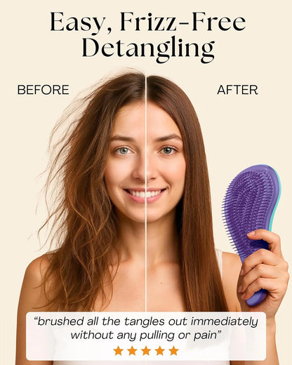 Hair Brush & Beard Detangler Brush - Unisex Detangling Brush for Men, Black