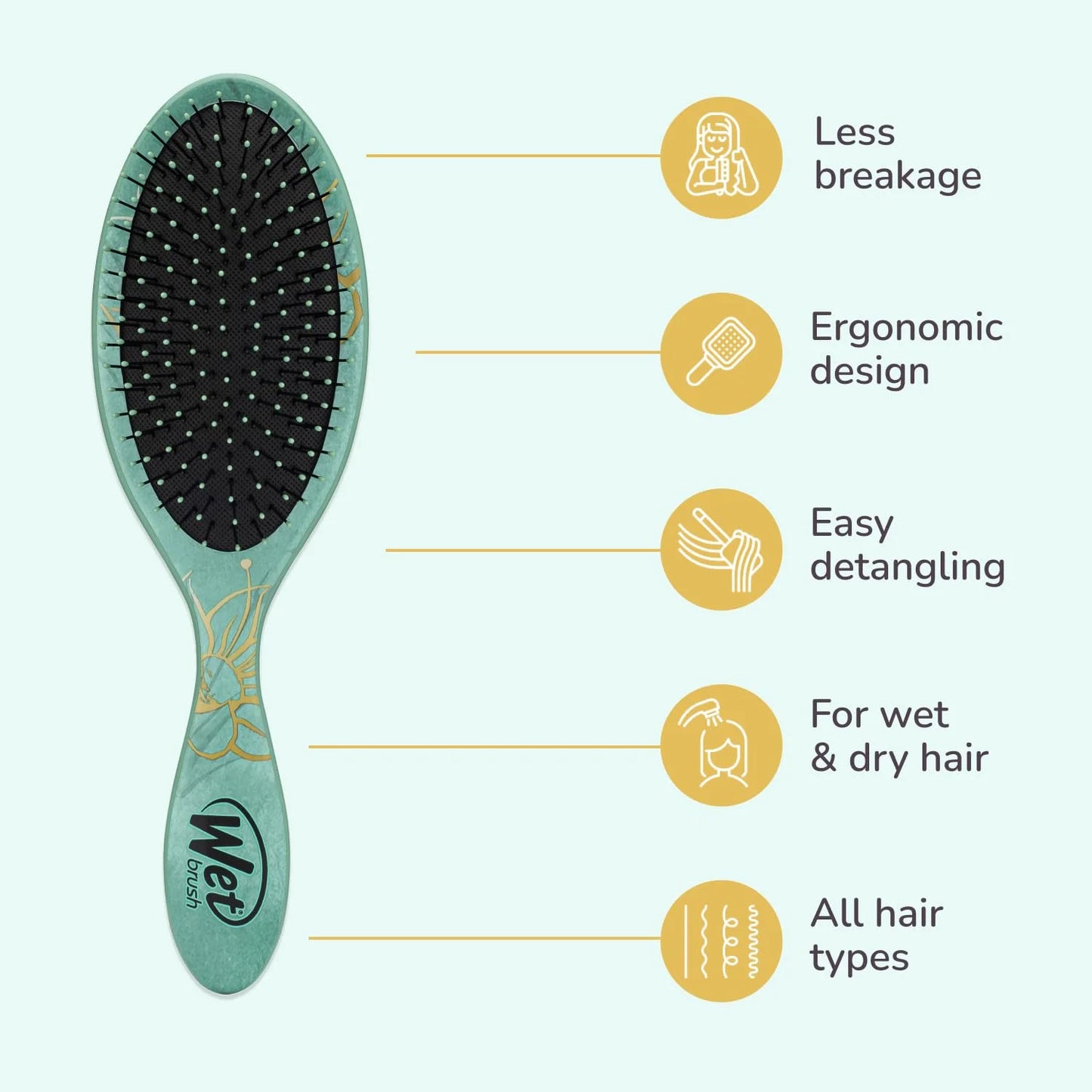 Wet Brush Disney Original Hair Detangler, Cinderella (Elegant Princess), Ultra-Soft IntelliFlex Bristles, Detangling Brush Glides Through Tangles (Wet Dry & Damaged Hair), Women & Men
