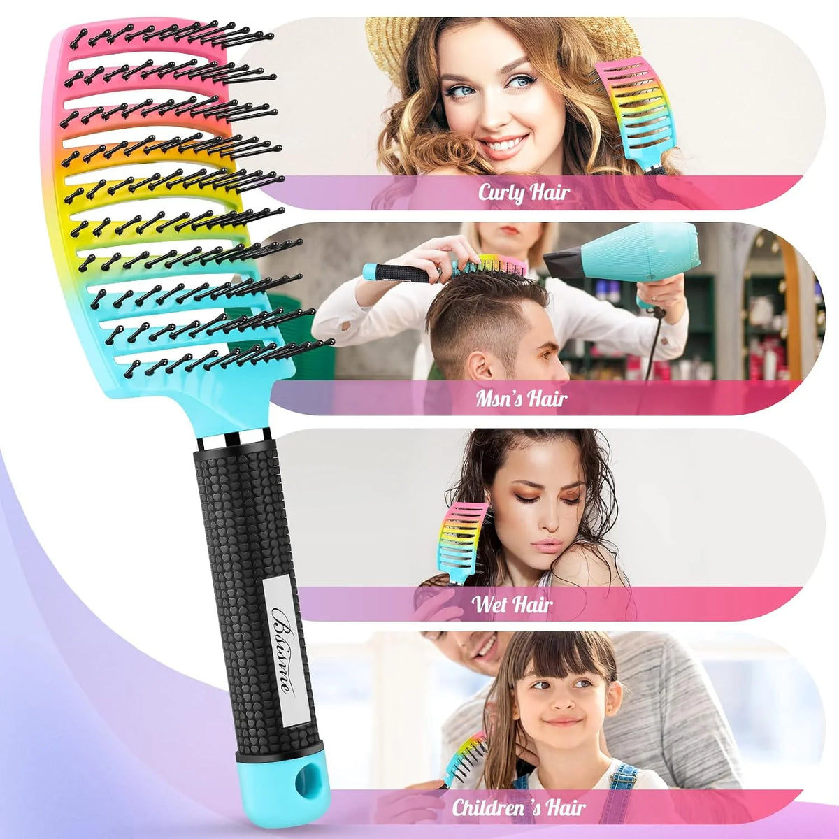 Hair Brush, Professional Curved Vented Brush with 25MM Bristles for Faster Blow Drying, Detangling for Wet Dry Hair, Paddle Brush for Thick Curly Straight Hair for Women & Men
