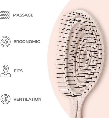 Ninabella Detangler Brush - No Tangle Hair Brush for Women, Fine, Thick and Long Hair - Hairbrush for Wet and Dry Hair, Gentle on the Scalp - Light Blue