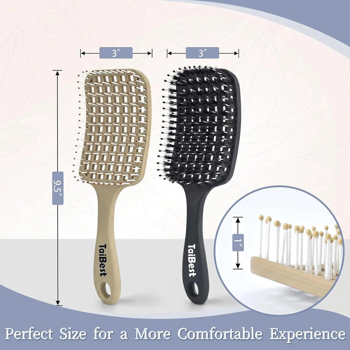 Boar Bristle Hair Brush Set – Wet/Dry Detangler for All Hair Types