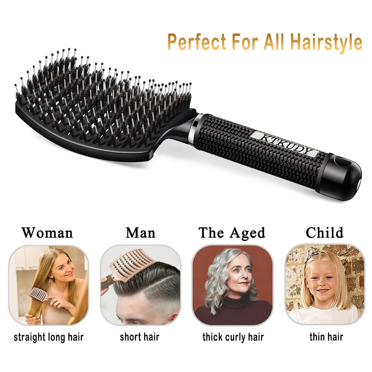 Detangling Brush for Women & Kids, Wet & Dry Hair, All Hair Types