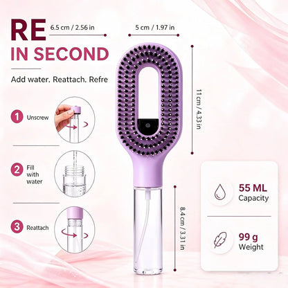 2-in-1 Hair Brush with Water Spray Mister, Fine Mist Spray Brush for Hair Detangling Wet & Dry, Liquid Spraying Hairbrush for Curly Thick Hair & Kids (Sky Blue)