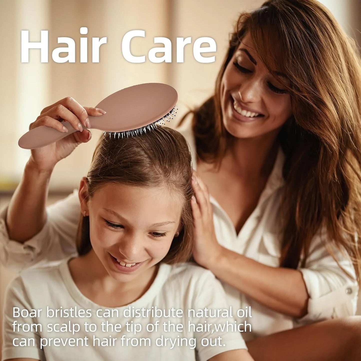 Boar Bristles Hair Brush for Women and Men, Detangling Hair Brush for Smoothing Massage Add Shine, Nylon&Boar Bristles Detangler brush for Hair Healthy (1 Pack-MintGreen)