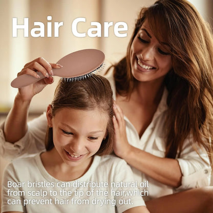 Boar Bristles Hair Brush for Women and Men, Detangling Hair Brush for Smoothing Massage Add Shine, Nylon&Boar Bristles Detangler brush for Hair Healthy (1 Pack-MintGreen)